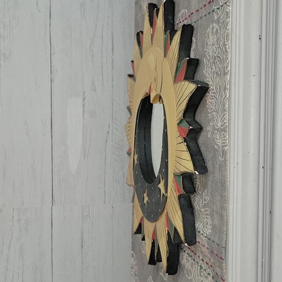 Vintage | Artist Signed Celestial Hand Painted Sun Moon & Stars Mirror - Picture 9 of 14